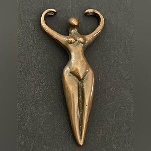 Bronze Egyptian Pre-Dynastic Goddess Figurine Pendant Necklace Charm "Bird Lady"